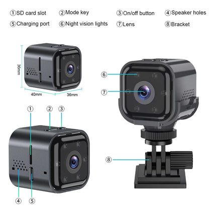 Wifi Mini Camera Two Way Audio Smart Wireless Camera Motion Detection Night Vision Pro Cam 960mAh for Indoor Outdoor Home Office