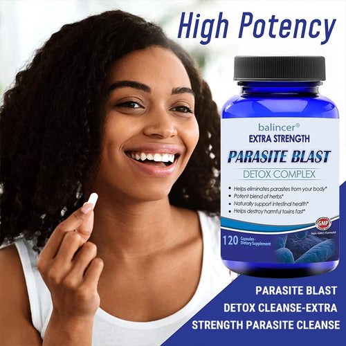 Ntibacterial PARASITE BLAST, Removes All Body Parasites, Natural Gut Health, Cleans Colon Detox + Cleanse, Liver Immunity