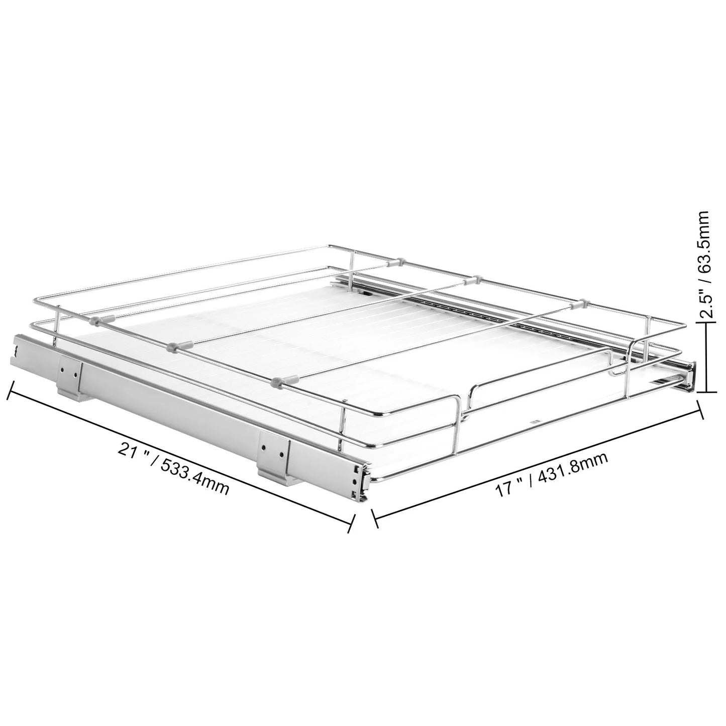 VEVOR Pull Out Cabinet Organizer, Chrome-Plated Steel Roll Out Drawers, Sliding Drawer Storage for Inside Kitchen Cabinet
