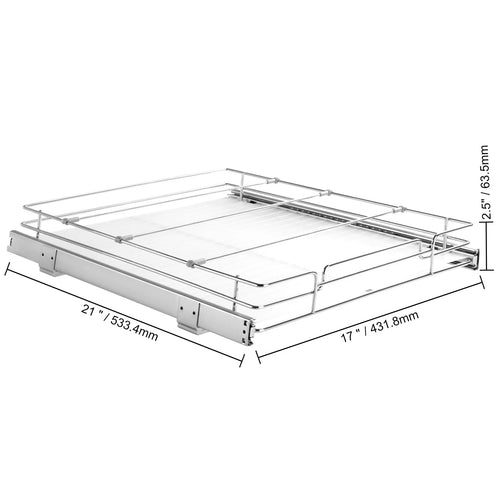 VEVOR Pull Out Cabinet Organizer, Chrome-Plated Steel Roll Out Drawers, Sliding Drawer Storage for Inside Kitchen Cabinet