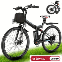 26" Folding Electric Bike for Adults, with 500W Motor,48V 20MPH Removable Battery, Up to 50Miles Range, Cruise Control