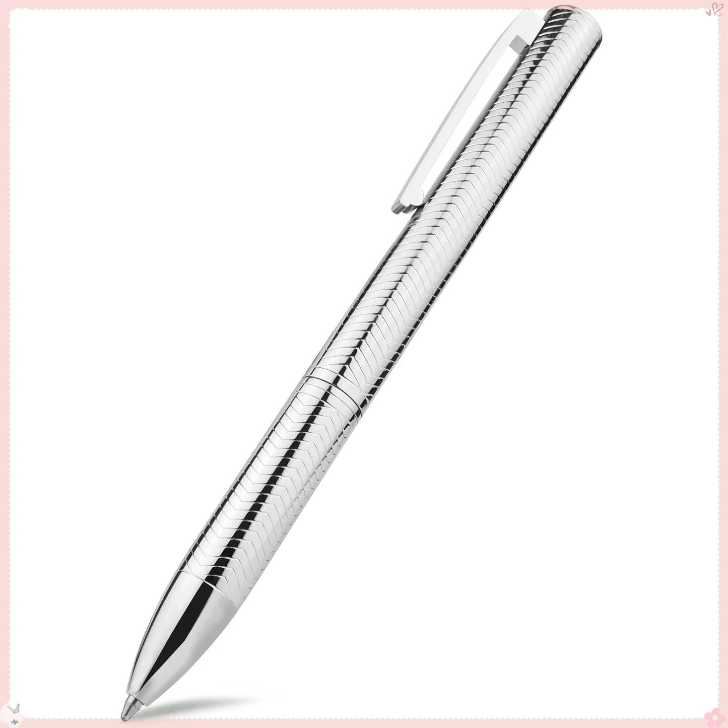 STONEGO Elegant Twist Rollerball Pens Refillable Metal Chrome Ballpoint Durable Signature Gift Pens for Office School