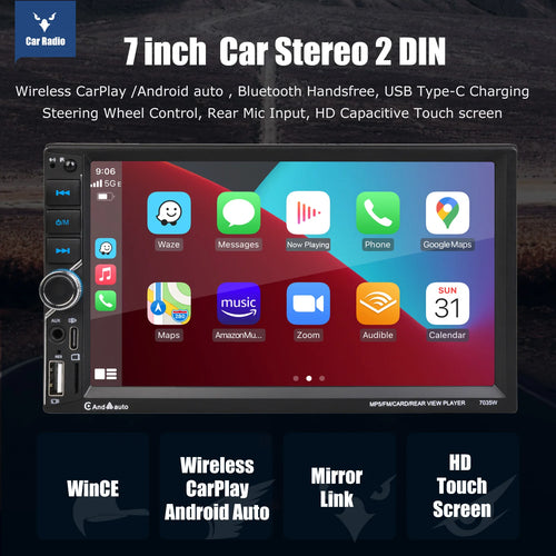 ESSGOO 2 DIN 7 Inch Car Stereo - Apple CarPlay, Android Auto, IPS Touch Screen