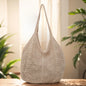 Women Hollow Summer Bag Solid Color Aesthetic Hobo Bag Large Capacity Knitted Tote Handbag Ladies Daily Handbag