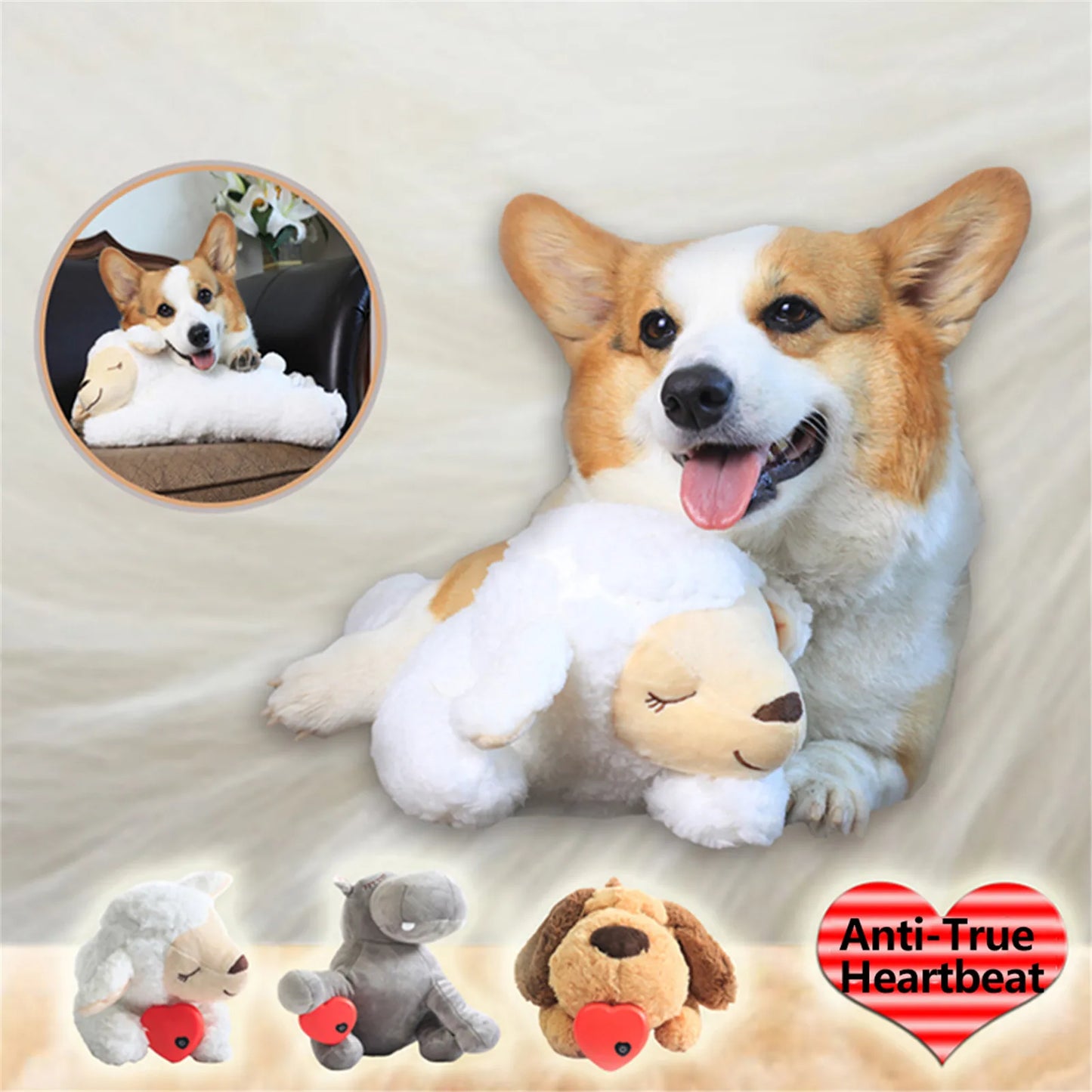 Pet Toy Dogs Plush Toy Comfortable Behavioral Training Aid Toy Heart Beat  Heating Soothing Plush Doll Sleep For Smart Cats Play