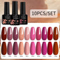 LILYCUTE 10PCS/Set Набір гель-лаків для нігтів Рожевий фіолетовий гель для нігтів Напівперманентний УФ світлодіодний лак Nail Art Design Soak Off Набір гелів для нігтів