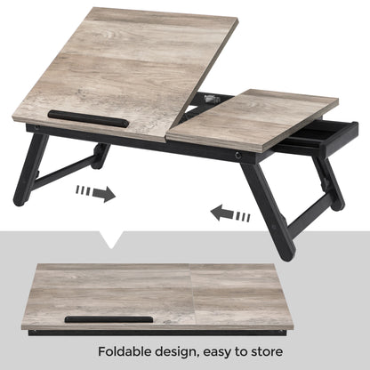 SONGMICS Laptop Desk for Bed or Sofa with Tilting Top, Breakfast Serving Tray with Folding Legs, Fits up to 15.6 Inches Screen