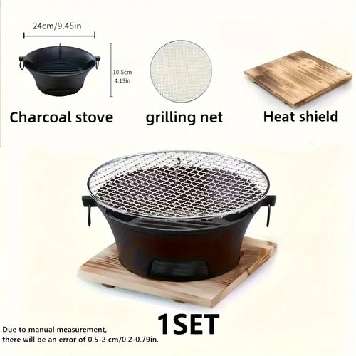 Round barbecue grill, portable camping stove, picnic barbecue party stove, family camping, desktop small charcoal barbecue grill