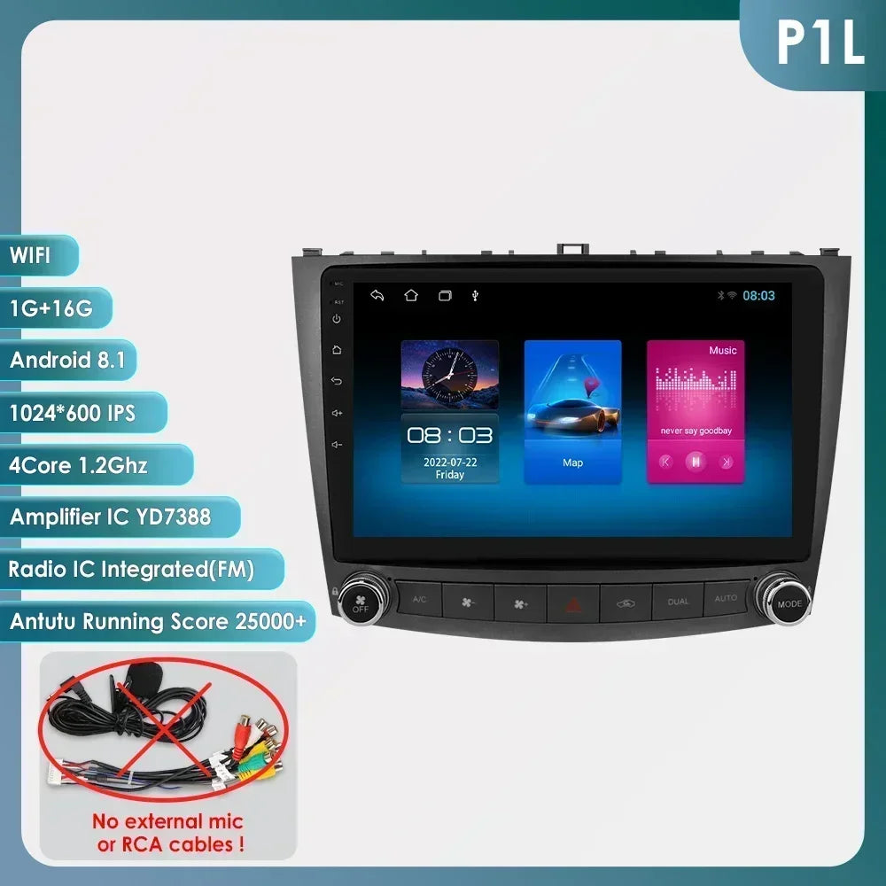 Hizpo Android 13 Car Radio 2 Din Auto Player For Lexus IS250 200 300 350 2006-2012 Stereo Apple Carplay GPS Navigation AI Voice