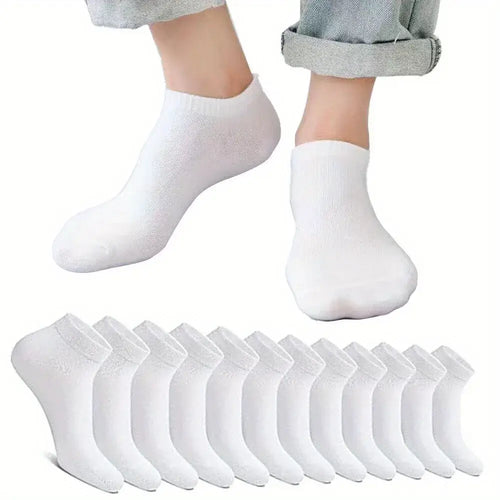 6 Pairs of White, Breathable Sports and Leisure Cotton Socks for Men's Sizes 36 - 42