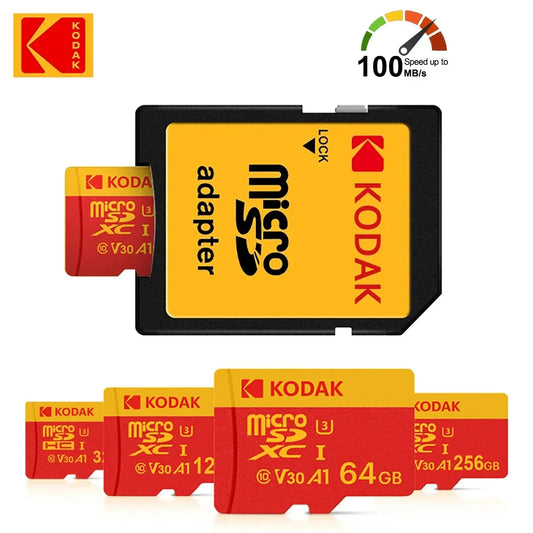 Kodak MicroSD Card RED Memory Card 32GB 64GB 128GB 256GB 512GB Class10 TF Flash Card SDXC U3 V30 4K High Speed for Phone