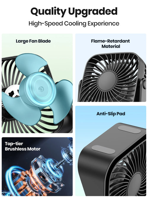 Portable USB Fan - 4 Inch Mini Desk Fan with 3 Speeds & 360° Adjustment