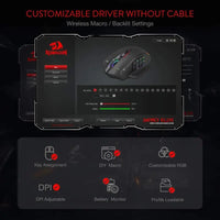 Redragon M913 Gaming 16000 DPI Wired 2.4Ghz Wireless RGB Optical Gamer Mice 16 Programmable Buttons, Black/White Mouse