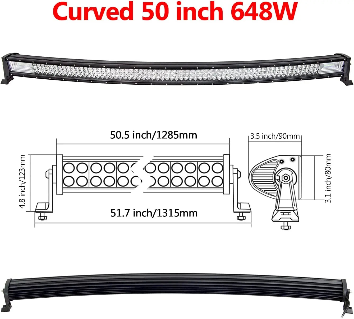 Curved/Straight 22 32 42 52inch 675W 540W Led Light Bar Driving Lights 7D 3-Rows Offroad Truck SUV ATV Tractor Car Boat
