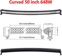 Curved/Straight 22 32 42 52inch 675W 540W Led Light Bar Driving Lights 7D 3-Rows Offroad Truck SUV ATV Tractor Car Boat