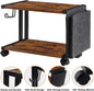 Printer Stand with Storage Bag Under Desk Printer Table on Wheels 2 Tier Small Desktop Rolling Stand Shelf  (Brown)