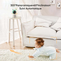 BOIFUN 2K 5" Baby Monitor Camera,  360° Rotation with Phone App, Colorful Night Lights,Motion Monitoring, Automatic Tracking