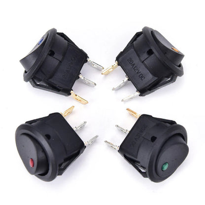 4Pcs Lighted Rocker Switch Waterproof DC 12V 20A Round Rocker Toggle Switch 3 Pins Toggle Buttons for Car Automotive Boat Truck