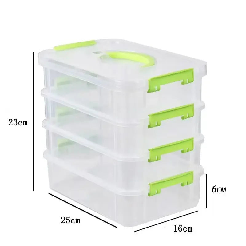 4 Layers Desk Storage Organizer Transparent Stackable Makeup Organizer Box School Office Plastic Jewelry Kids Toys Container Box