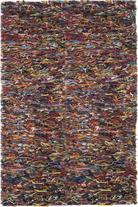 Leather Shag Collection Area Rug - 6' X 9', Multi, Hand-Knotted Modern Leather, Ideal For High Traffic Areas In Living Room,