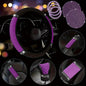 10pcs Sparkling Faux Diamond PU Leather Car Accessories Set Including Steering Wheel Cover, Center Console Armrest Pad
