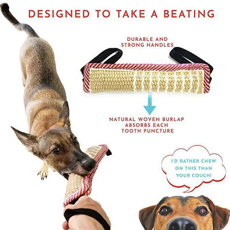Dog Tug Toy Pet Bite Jute Tug Pillow With 2 Rope Handles Medium Large Dogs Training Toys for Malinois Pet Interative toy