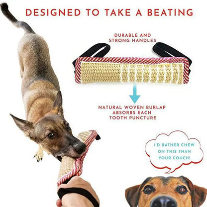 Dog Tug Toy Pet Bite Jute Tug Pillow With 2 Rope Handles Medium Large Dogs Training Toys for Malinois Pet Interative toy