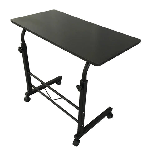 Black Pipe Rack Computer Desk, Side Table Mobile Standing, Adjustable Height & Movable, 60cm Particleboard with Triamine, Modern