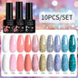 LILYCUTE 10PCS/Set Набір гель-лаків для нігтів Рожевий фіолетовий гель для нігтів Напівперманентний УФ світлодіодний лак Nail Art Design Soak Off Набір гелів для нігтів