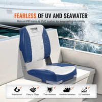 VEVOR Boat Seat 18.9" Low Back Boat SeatFolding Boat Chair with Thickened Sponge Padding and Hinge Fold-Down Boat Captain Chair