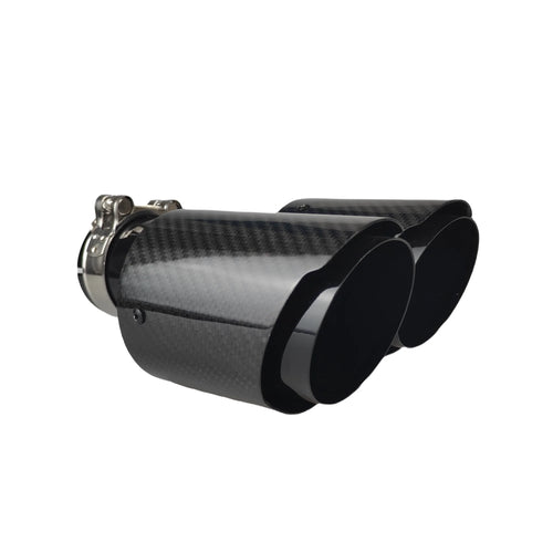 1 Pcs Universal Car Carbon Fibre Tail Throat Silencer Length Black Y-Shaped Double Out Twill Glossy Exhaust Muffler Tip