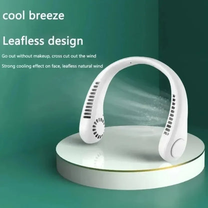 2025 Long endur New Mini Neck Mounted Fan Portable Bladeless Neck Rechargeable Air Cooler 3 Speed Mini Summer Sports Fan Outdoor