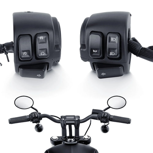 Motorcycle Black Chrome 1" 25mm Handlebar Turn Signal Control Switch For Harley XL883 Sportster Dyna V-ROD Softail