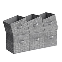SONGMICS Storage Cubes, 11.8-Inch Non-Woven Fabric Bins with Double Handles, Set of 6, Closet Organizers for Shelves, Foldable