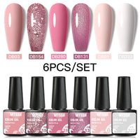 6Pcs/ Set Macaron Series Gel Nail Polish For Nails Glitter Nude Pink Blue Purple Hybrid Nail Art Gel Varnish Soak Off UV Gel Kit
