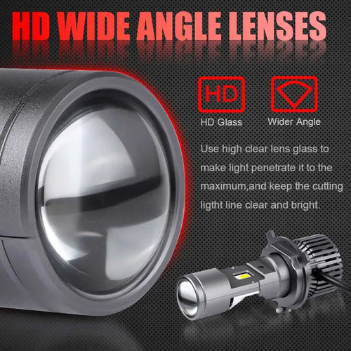 100W 50000LM H4 LED Projector Car Motorcycle Headlight Bi LED Mini Lens Projector H4 Mini Projector Lens Headlamp LHD RHD 12V