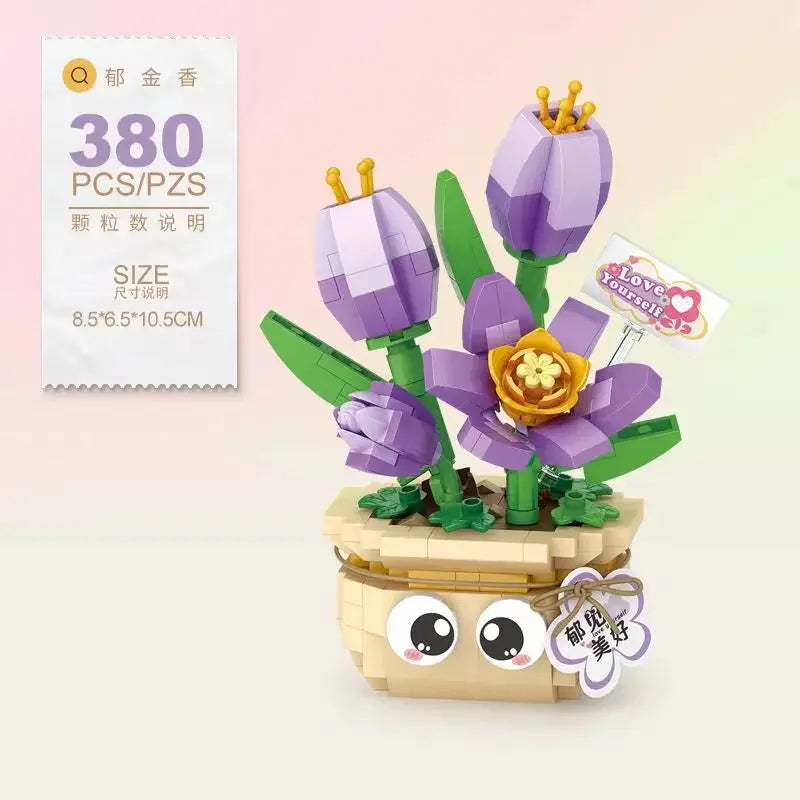 LOZ Flower Bouquet Building Blocks Kit DIY Flowers Block Toys Set Valentine's Day Rose Bricks Set Gift for Girls Friends adults