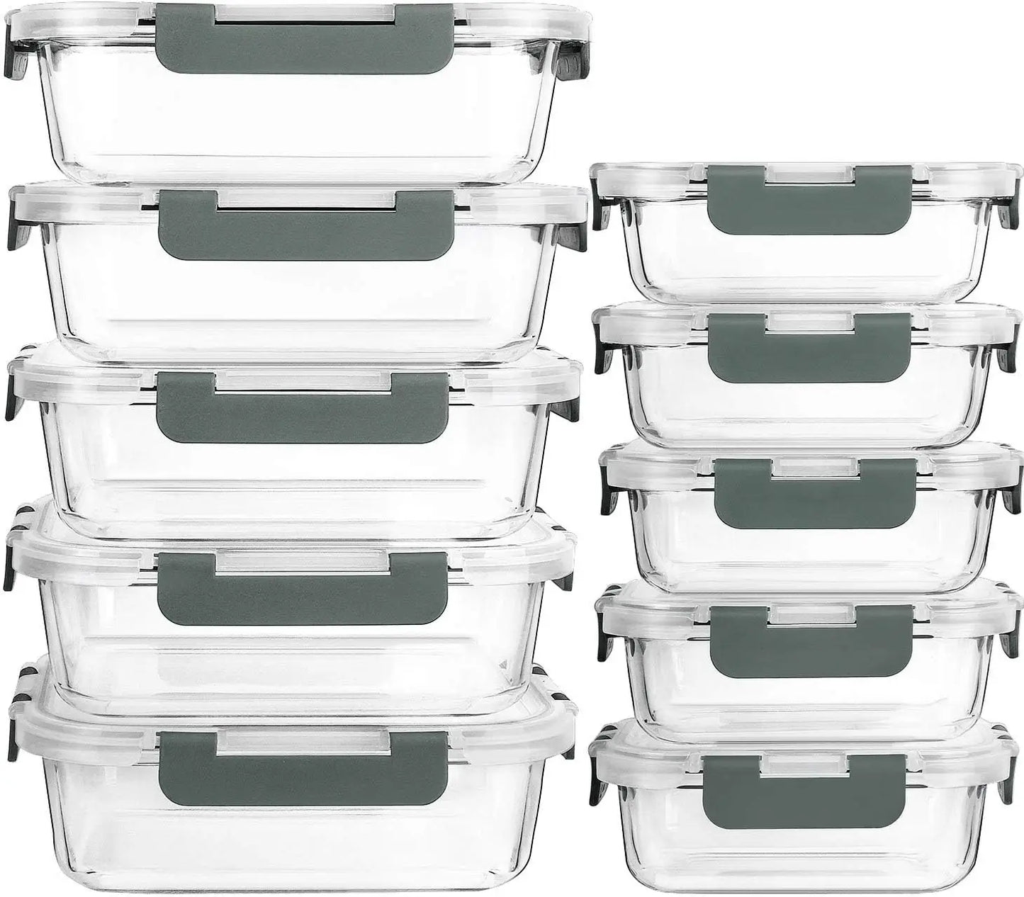 [10-Pack] Glass Meal Prep Containers W/ Lids, MCIRCO Food Storage Containers W/ Snap Locking Lids, Airtight Lunch Containers,