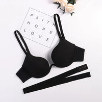 Women Low Cut Push Up Bra Sexy Backless Underwear Deep V Cross Back Bras Female Breathable Intimates Seamless Convertible Bra
