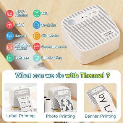 B3 Portable Photo Printer with Bluetooth iOS Android for Inkless Thermal Printing  Sticker Printer Label Maker DIY Toy Kids Gift