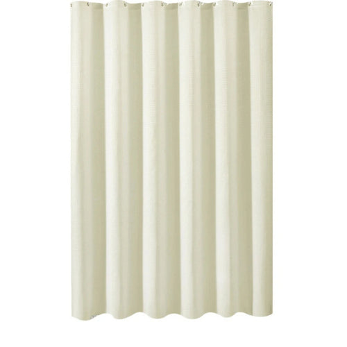 1pcs 180cm*180cm Plain Waffle Waterproof Mildew Resistant Polyester Shower Curtain Bathroom Partition Curtain With 12 Hooks