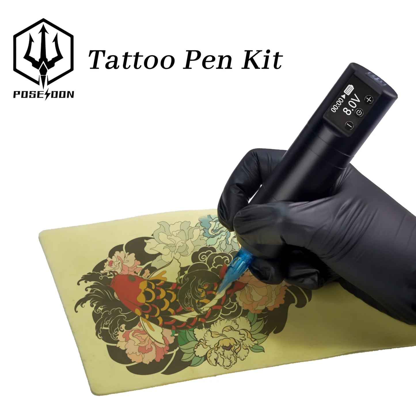 POSEIDON Tattoo Pen Kit Rotary Wireless Tattoo Machine Kit Coreless Motor High Quality Tattoo Gun Kit for Tattoo Artist