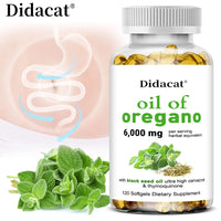 Oregano Oil 6000 mg, Black Seed Oil 200 mg, Supports Gut, Digestive & Immune Health, 120 Capsules