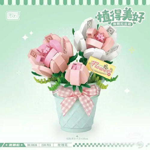 LOZ Flower Bouquet Building Blocks Kit DIY Flowers Block Toys Set Valentine's Day Rose Bricks Set Gift for Girls Friends adults