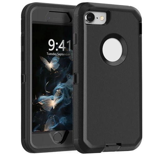 Black Phone Case For iPhone 6/iPhone 6 Plus/iPhone 6s/iPhone 6s Plus Heavy Duty Rugged 3-Layers Hard Cover