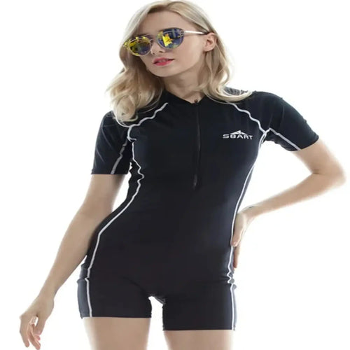 Fashion Slim Fit Slim  Diving Suit  Swimming Suit Women's Sunscreen Short Sleeve Surfing Suit