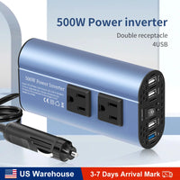 Modified Frequency Inverter Double receptacle 4USB 500W  DC12V To AC110V Ports Car Adapter Portable Inverter