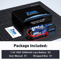 1/2 Units Zeee Lipo Battery 2S 7.4V 100C 5200mAh with Deans Connector for RC Car Truck Vehicle Buggy Losi RC Racing Models Parts EzBuyCo