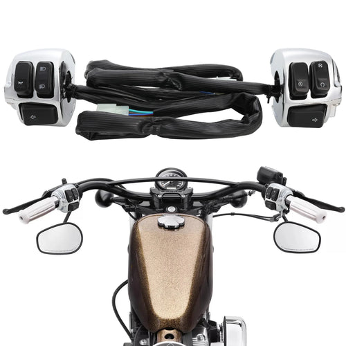 Motorcycle 1" 25mm Handlebar Control Switch Wiring Harness For Harley Sportster XL883 1200 Dyna Street Bob V-ROD Softail 96-2012
