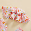 2022-12-13 Lioraitiin 0-4Years Toddler Girls Summer 3PCS Swimwear Sets Sleeveless Bow Tank Tops Floral PP Shorts Hat